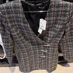 Women's Tweed Dress - Black, Pink, and Green